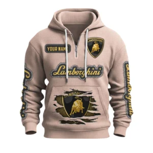Lamborghini Quarter-Zip Waffle Knit Hoodie Custom Your Name