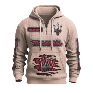 Maserati Quarter-Zip Waffle Knit Hoodie Custom Your Name