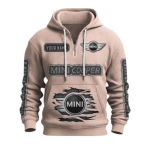 Mini Cooper Quarter-Zip Waffle Knit Hoodie Custom Your Name