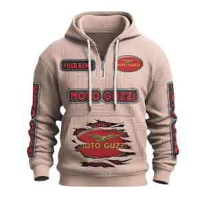 Moto Guzzi Quarter-Zip Waffle Knit Hoodie Custom Your Name