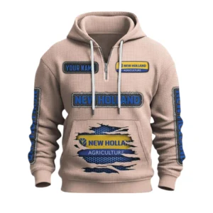 New Holland Quarter-Zip Waffle Knit Hoodie Custom Your Name