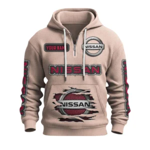 Nissan Quarter-Zip Waffle Knit Hoodie Custom Your Name