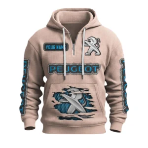 Peugeot Quarter-Zip Waffle Knit Hoodie Custom Your Name