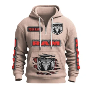 Ram Quarter-Zip Waffle Knit Hoodie Custom Your Name