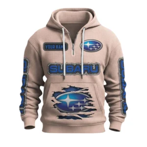 Subaru Quarter-Zip Waffle Knit Hoodie Custom Your Name