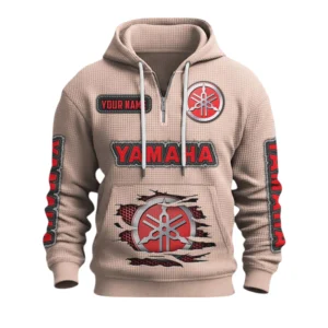 Yamaha Motor Quarter-Zip Waffle Knit Hoodie Custom Your Name