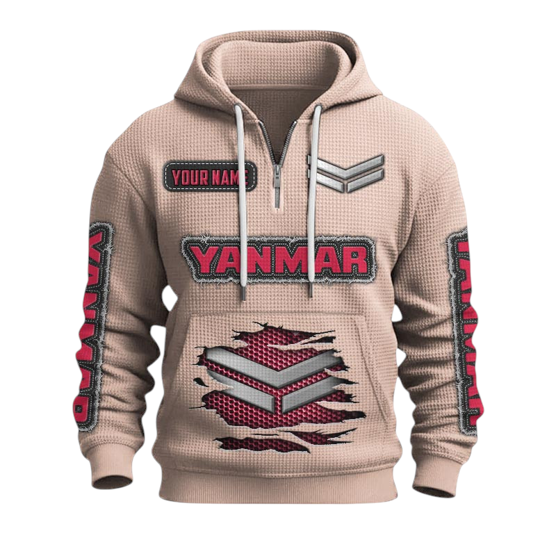 Yanmar Quarter-Zip Waffle Knit Hoodie Custom Your Name Yanmar Quarter-Zip Waffle Knit Hoodie Custom Your Name