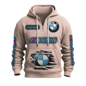 BMW Motorrad Quarter-Zip Waffle Knit Hoodie Custom Your Name