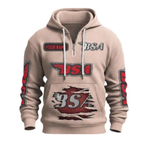 BSA Motorcycles Quarter-Zip Waffle Knit Hoodie Custom Your Name