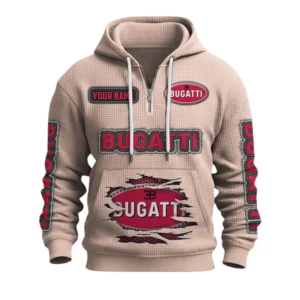Bugatti Quarter-Zip Waffle Knit Hoodie Custom Your Name