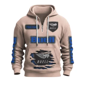 Buell Motorcycles Quarter-Zip Waffle Knit Hoodie Custom Your Name