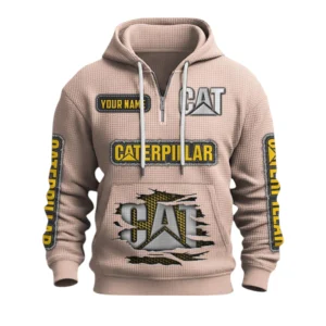 Caterpillar Quarter-Zip Waffle Knit Hoodie Custom Your Name