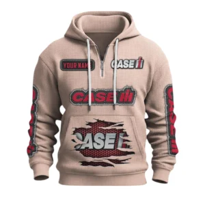 Case IH Quarter-Zip Waffle Knit Hoodie Custom Your Name