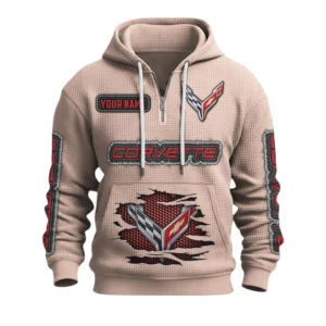 Corvette Quarter-Zip Waffle Knit Hoodie Custom Your Name