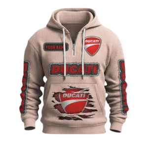 Ducati Quarter-Zip Waffle Knit Hoodie Custom Your Name