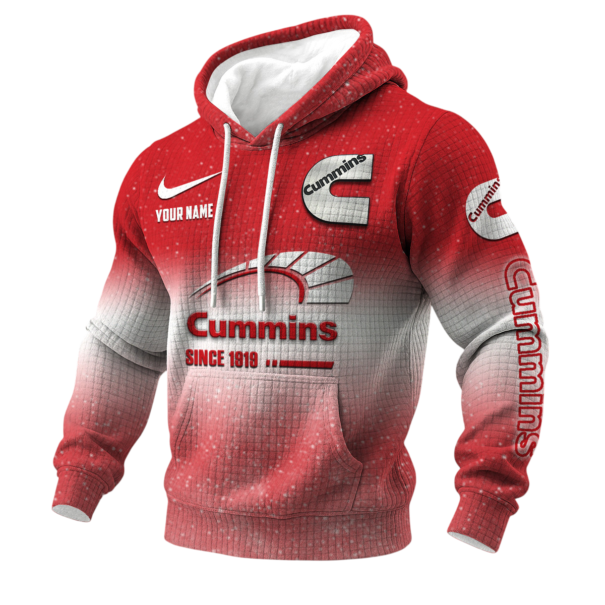 Cummins 3D Waffle Pullover Hoodie Customize Your Name Cummins 3D Waffle Pullover Hoodie Customize Your Name