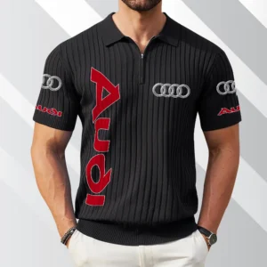 Audi Exclusive Logo Polo Shirt Quarter Zip Short-Sleeve Ribbed Knit Limited Edition