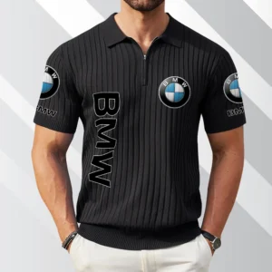 BMW Exclusive Logo Polo Shirt Quarter Zip Short-Sleeve Ribbed Knit Limited Edition