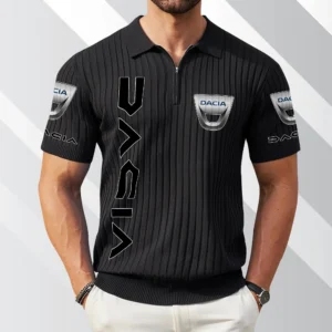 Automobile Dacia Exclusive Logo Polo Shirt Quarter Zip Short-Sleeve Ribbed Knit Limited Edition