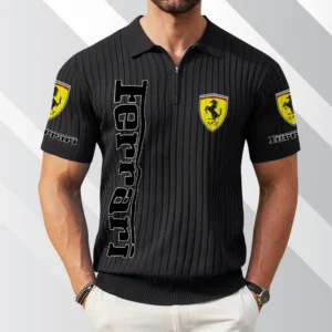 Ferrari Polo Shirt Quarter Zip Short-Sleeve Ribbed Knit Limited Edition