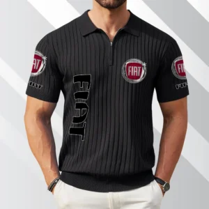 Fiat Exclusive Logo Polo Shirt Quarter Zip Short-Sleeve Ribbed Knit Limited Edition