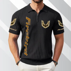 Firebird Pontiac Exclusive Logo Polo Shirt Quarter Zip Short-Sleeve Ribbed Knit Limited Edition