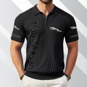 Jaguar Exclusive Logo Polo Shirt Quarter Zip Short-Sleeve Ribbed Knit Limited Edition