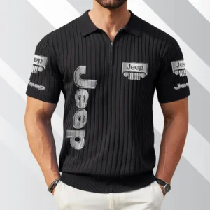 Jeep Exclusive Logo Polo Shirt Quarter Zip Short-Sleeve Ribbed Knit Limited Edition