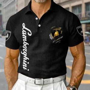 Lamborghini Exclusive Logo Waffle Short Sleeve Polo Shirt 2026 Limited
