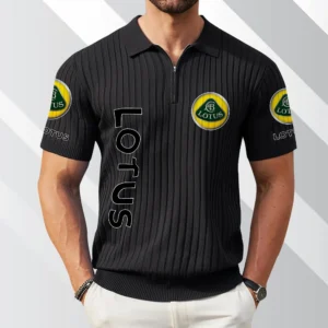 Lotus Cars Exclusive Logo Polo Shirt Quarter Zip Short-Sleeve Ribbed Knit Limited Edition