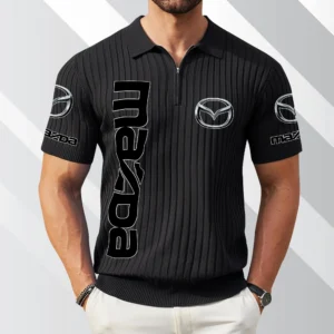 Mazda Exclusive Logo Polo Shirt Quarter Zip Short-Sleeve Ribbed Knit Limited Edition