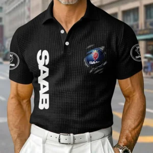 Saab Exclusive Logo Waffle Short Sleeve Polo Shirt 2026 Limited