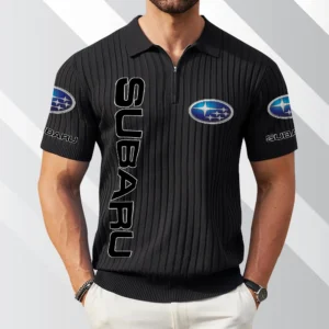 Subaru Exclusive Logo Polo Shirt Quarter Zip Short-Sleeve Ribbed Knit Limited Edition