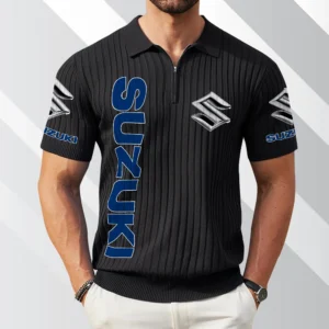Suzuki Automobiles Exclusive Logo Polo Shirt Quarter Zip Short-Sleeve Ribbed Knit Limited Edition