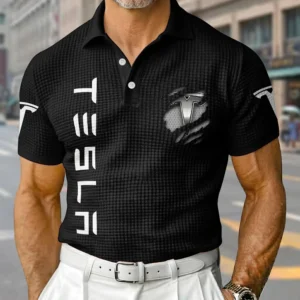 Tesla Exclusive Logo Waffle Short Sleeve Polo Shirt 2026 Limited