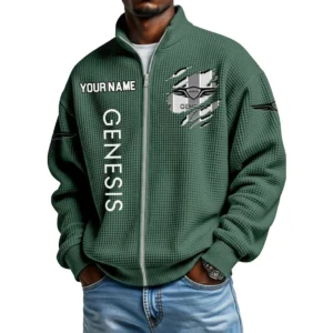 Genesis Full Zip Hoodie Waffle Knit Stand Collar Sweatshirt Limited Customize Name