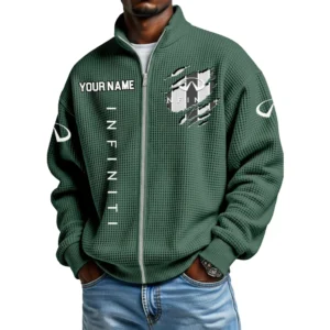 Infiniti Full Zip Hoodie Waffle Knit Stand Collar Sweatshirt Limited Customize Name