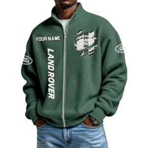 Land Rover Full Zip Hoodie Waffle Knit Stand Collar Sweatshirt Limited Customize Name