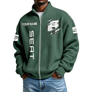 Seat Car Full Zip Hoodie Waffle Knit Stand Collar Sweatshirt Limited Customize Name