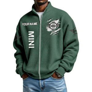 Mini Full Zip Hoodie Waffle Knit Stand Collar Sweatshirt Limited Customize Name