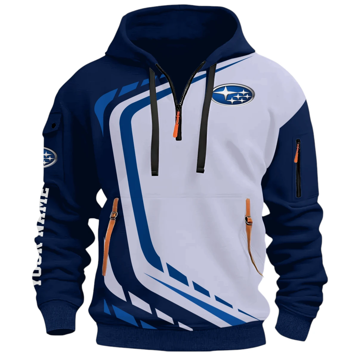 Adventurer Sport Car Half Zip Hoodie, Casual Hoodie Multi Pocket PTNY26QZ3H198 - Navy