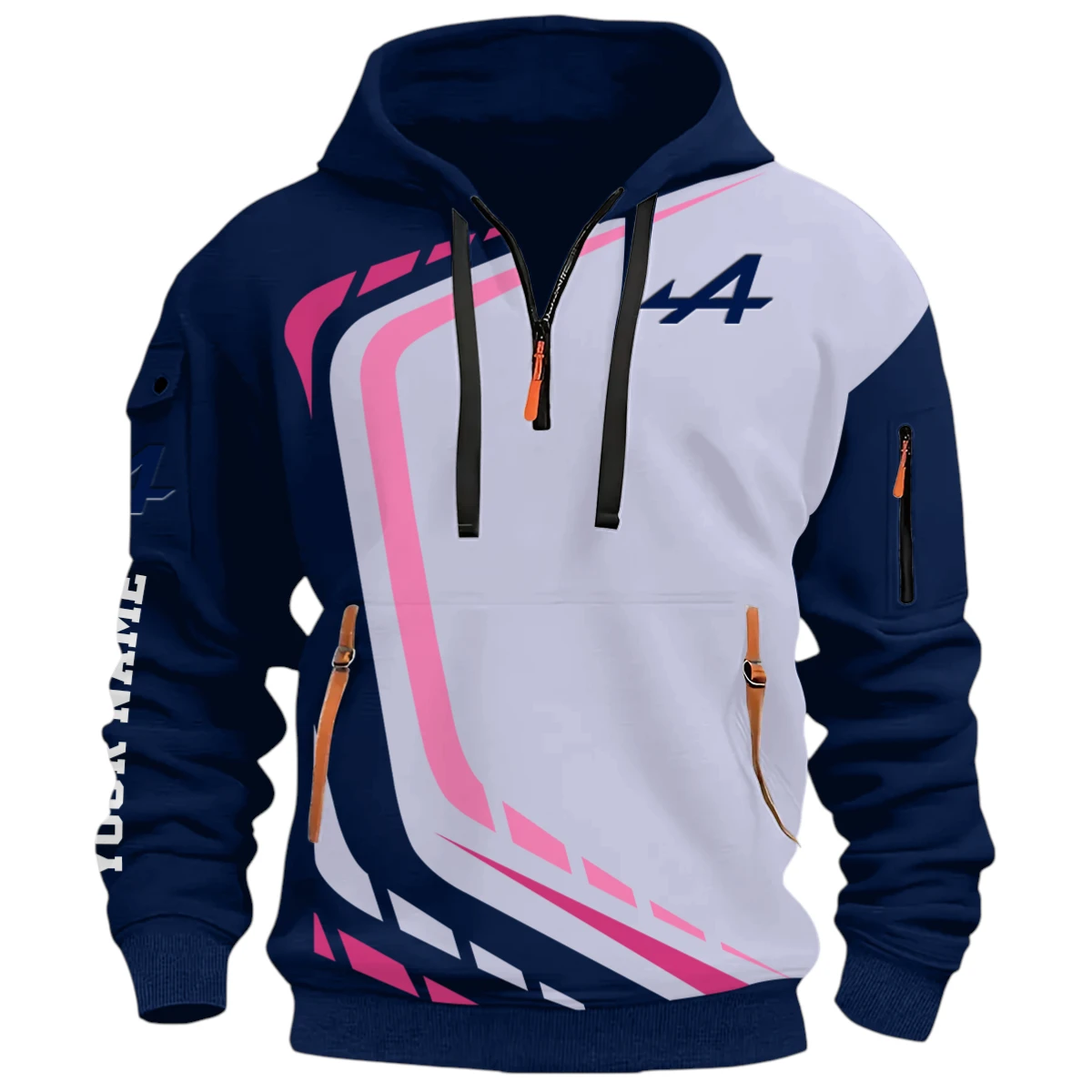 Endurance Car Lover Half Zip Hoodie, Casual Hoodie Multi Pocket PTNY26QZ3H036 - Navy
