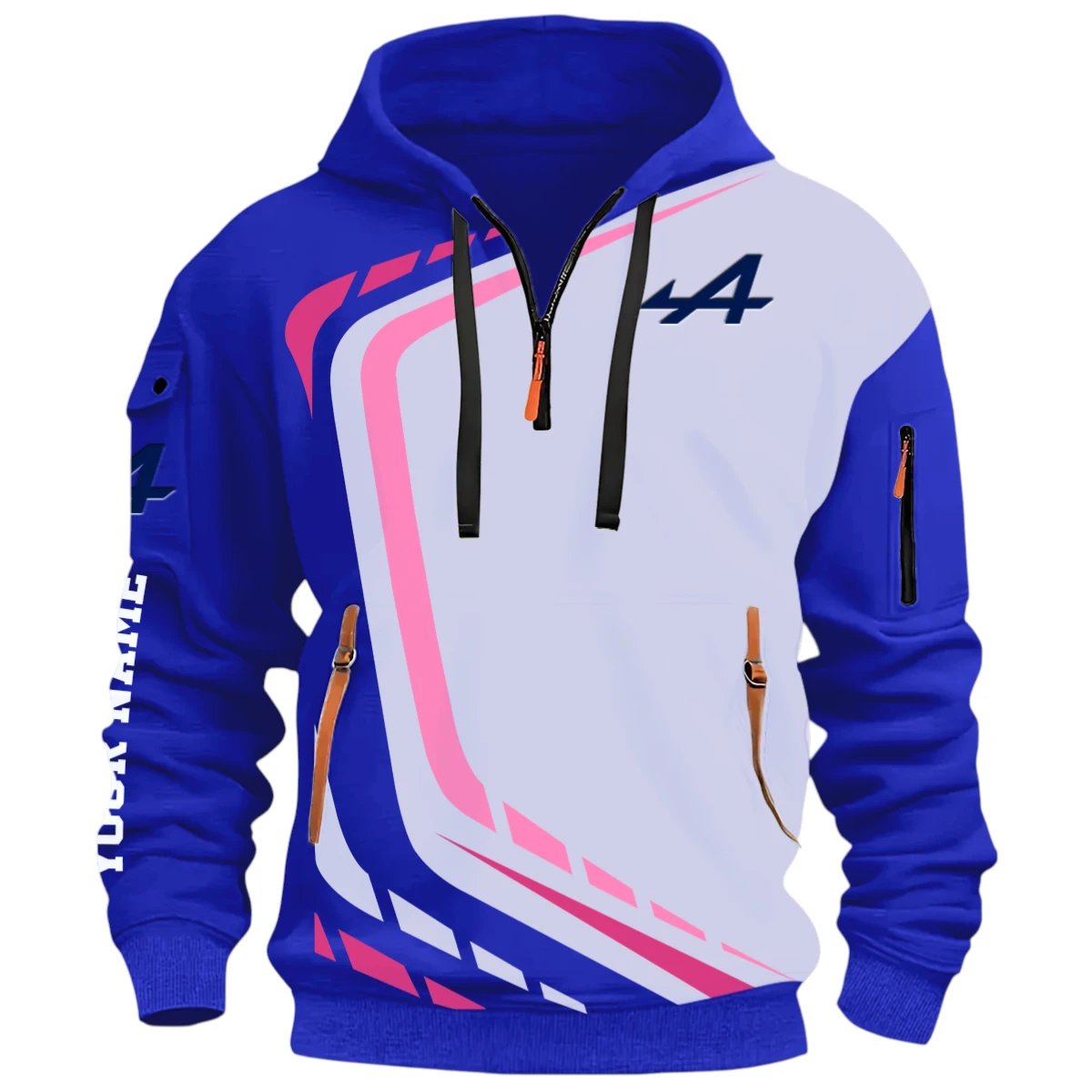 Endurance Car Lover Half Zip Hoodie, Casual Hoodie Multi Pocket PTNY26QZ3H056 - Blue