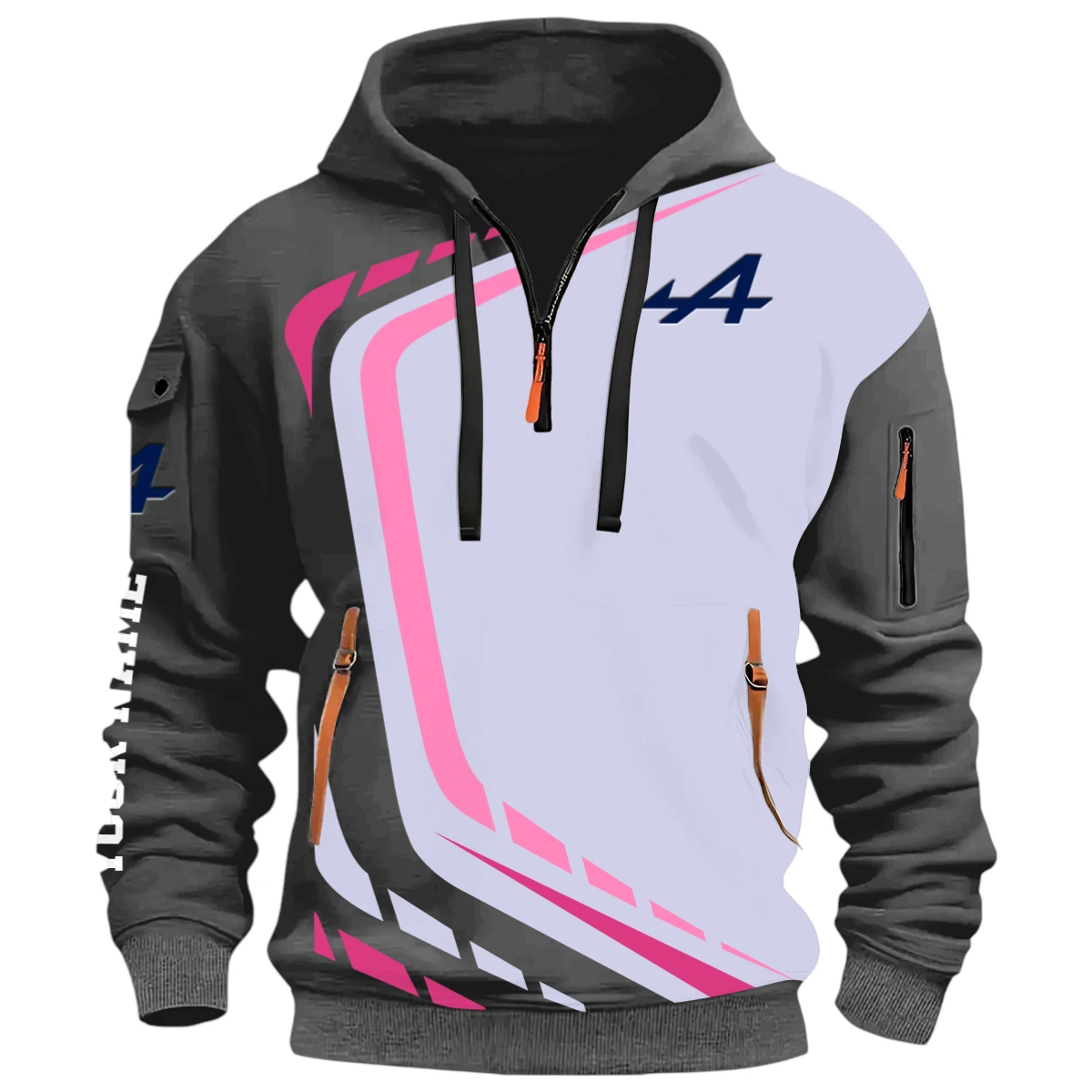 Endurance Car Lover Half Zip Hoodie, Casual Hoodie Multi Pocket PTNY26QZ3H057 - Grey