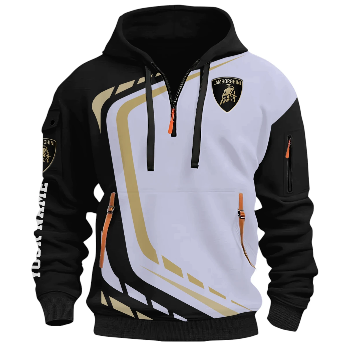 High Performance Car Half Zip Hoodie, Casual Hoodie Multi Pocket PTNY26QZ3H008 - Black