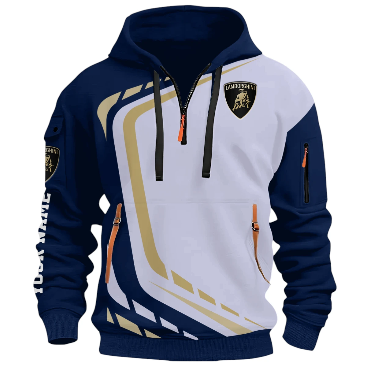 High Performance Car Half Zip Hoodie, Casual Hoodie Multi Pocket PTNY26QZ3H128 - Navy