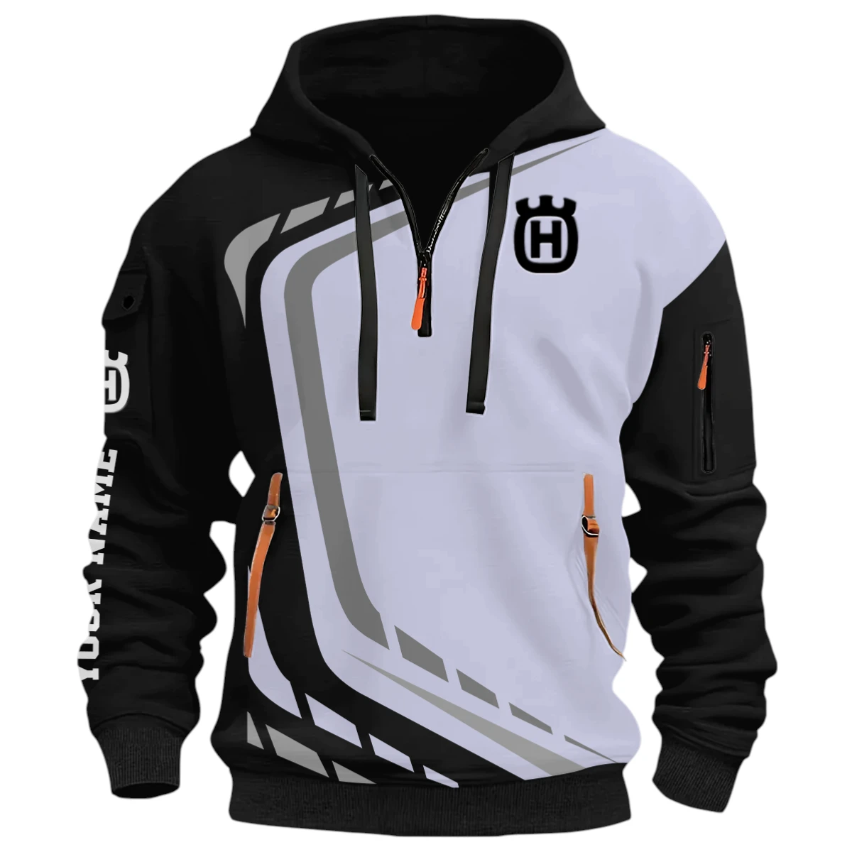 High-Performance Motor Half Zip Hoodie, Casual Hoodie Multi Pocket PTNY26QZ3H161 - Black