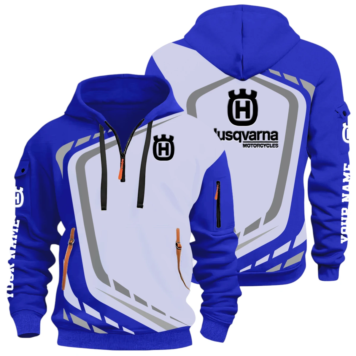 High-Performance Motor Half Zip Hoodie, Casual Hoodie Multi Pocket PTNY26QZ3H162 - Blue High-Performance Motor Half Zip Hoodie, Casual Hoodie Multi Pocket PTNY26QZ3H162 - Blue - Image 3
