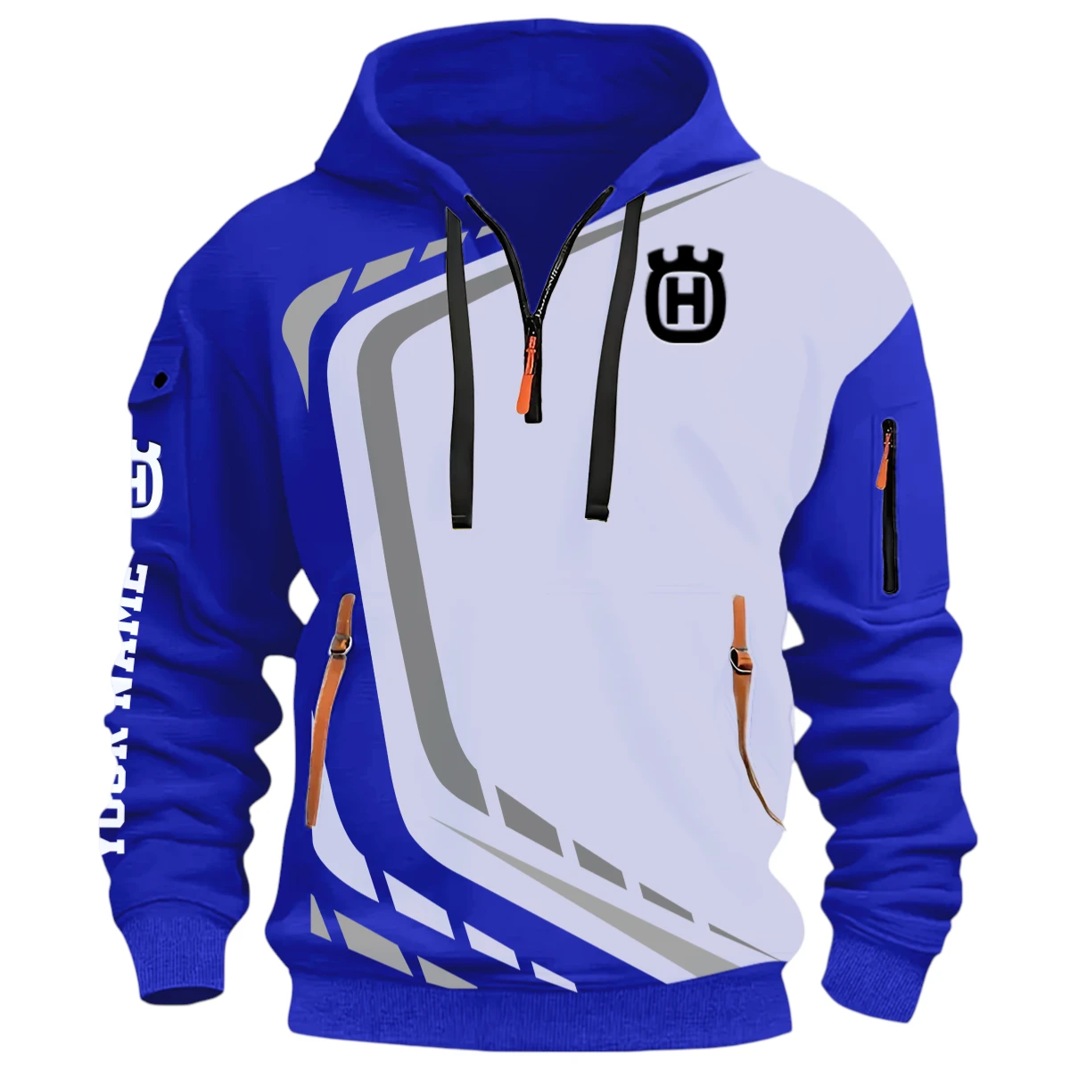 High-Performance Motor Half Zip Hoodie, Casual Hoodie Multi Pocket PTNY26QZ3H162 - Blue