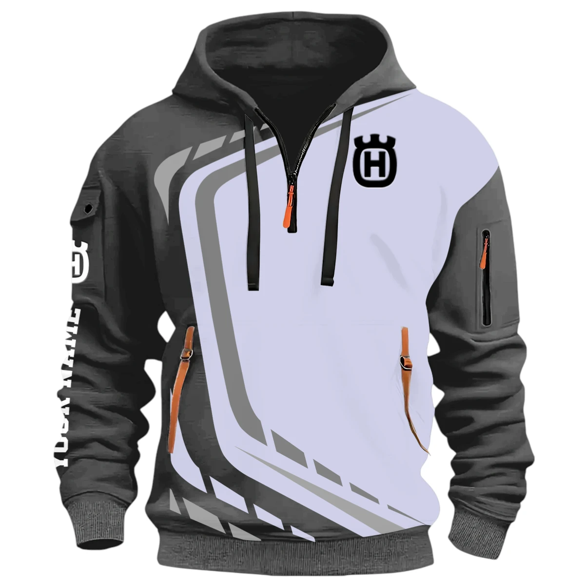 High-Performance Motor Half Zip Hoodie, Casual Hoodie Multi Pocket PTNY26QZ3H163 - Grey